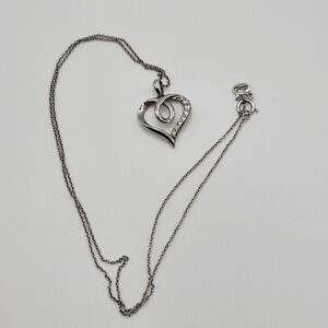 Kay Jewelers Heart Necklace White Sapphire Sterling Silver 18"